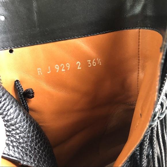 Valentino Combat Ankle Boots Fringe Buckles Block Heel US 6.5 - Picture 12 of 15